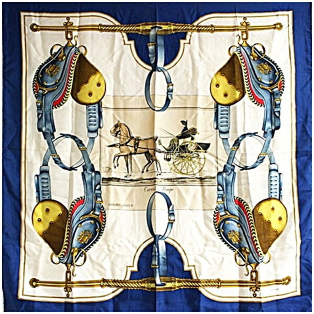 Hermes Silk Scarf Muffler Carre 90 Carrick a Pompe (Carrick Pompe) HERMES Wom...